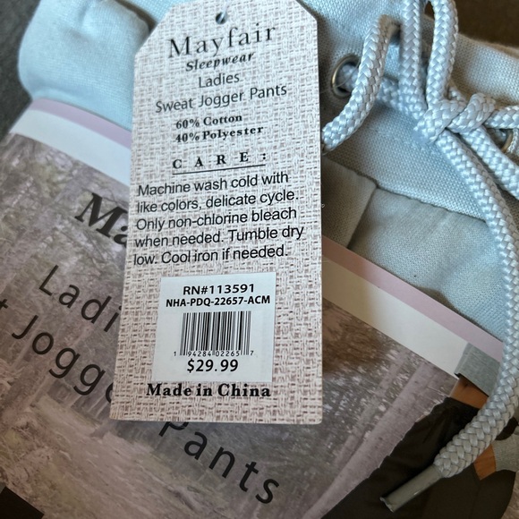 New Mayfair Ladies Sweat Jogger Pants Size:XL in Light Blue-Gray - Picture 5 of 5
